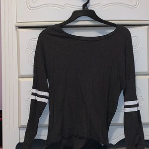 old navy long sleeve gray top with stripes